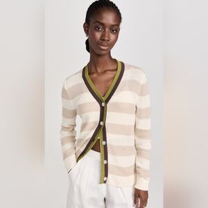 KULE Beige and Olive Striped Cardigan Size S